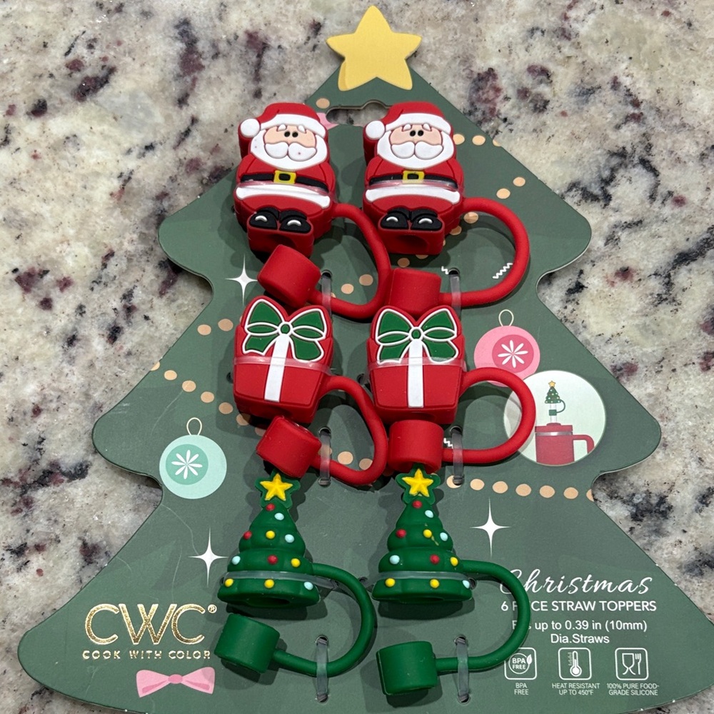CWC Christmas Silicone Straw Toppers